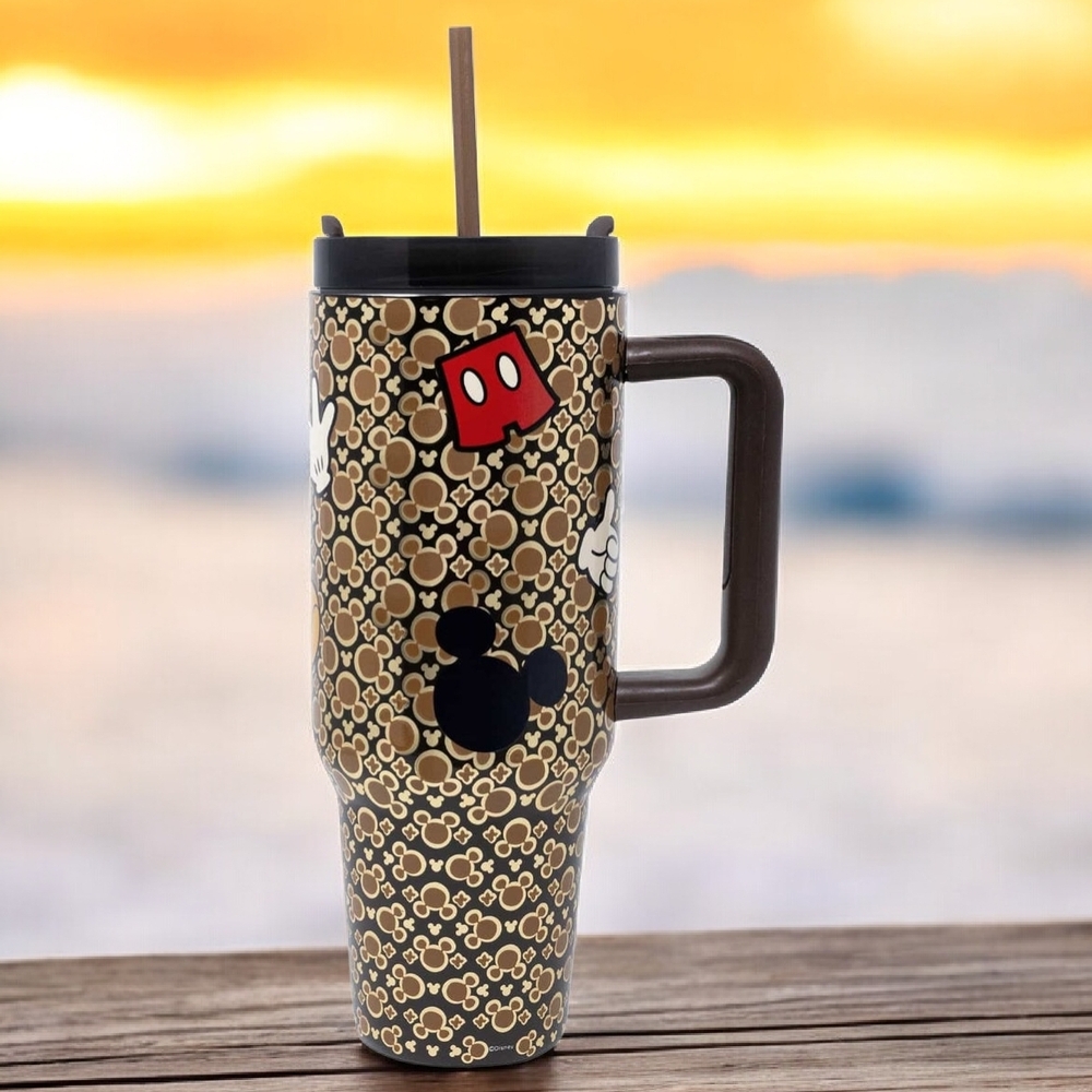 NEW Vera Bradley Mickey Mouse Patterned Thermos Stainless Steel XL Tumbler 3x10"